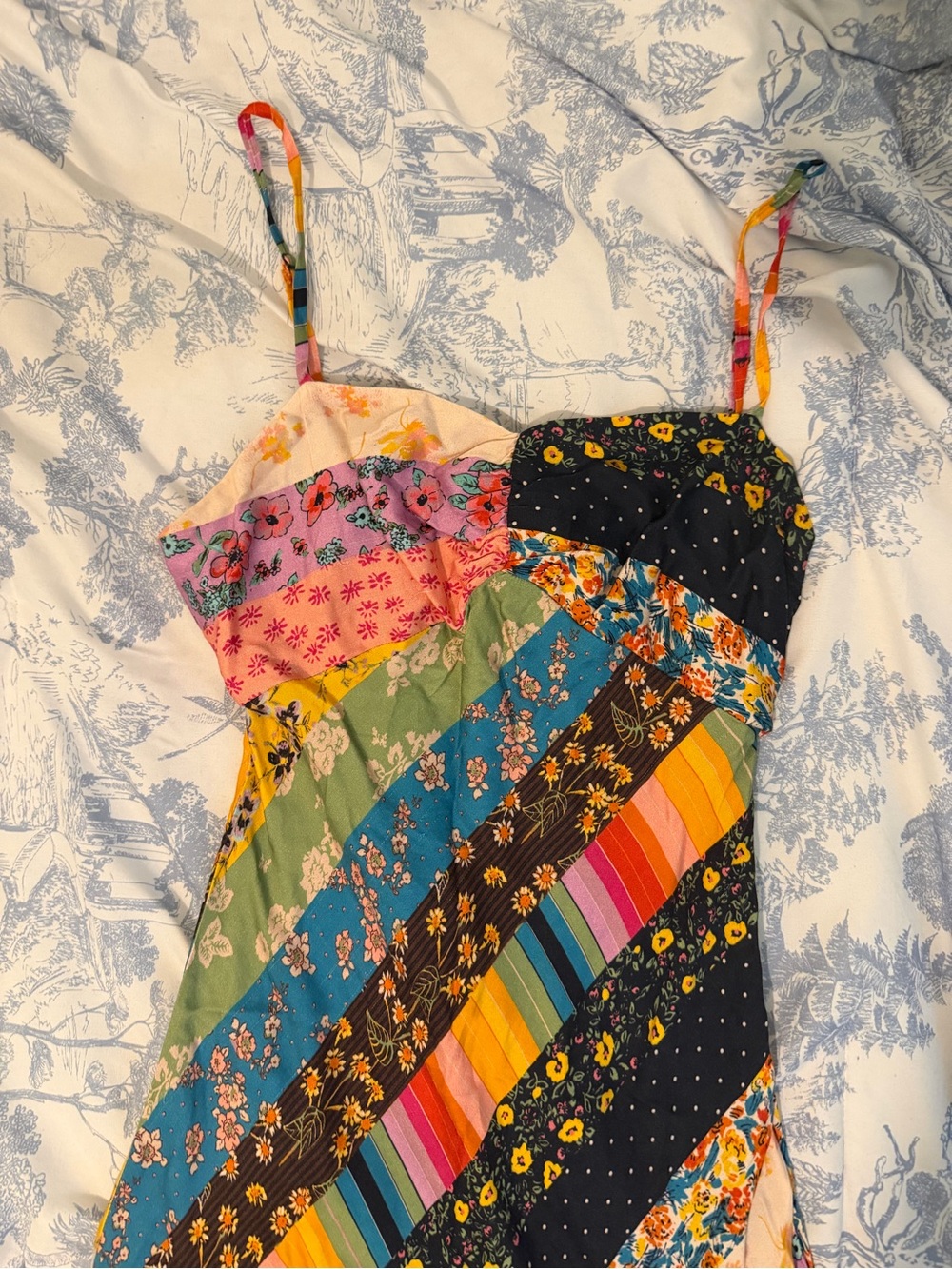 Offer $230 *UNICORN* Free People Patchwork Floral Slip Dress *HARD TO FIND* - Picture 7 of 13